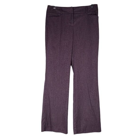 New York & Company Tweed Herringbone Straight Leg Trouser Pants Purple Size 4 - Picture 1 of 13